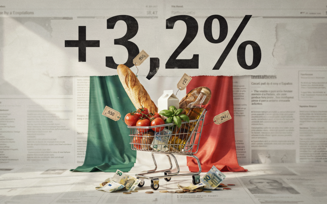 Italia, l’inflazione torna a mordere: Istat conferma il +3,2% a maggio. L’energia pesa su affitti e mutui, ma il “carrello” rallenta